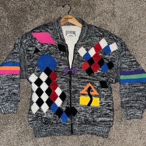 80’s VTG Chunky Geometric Zip Up